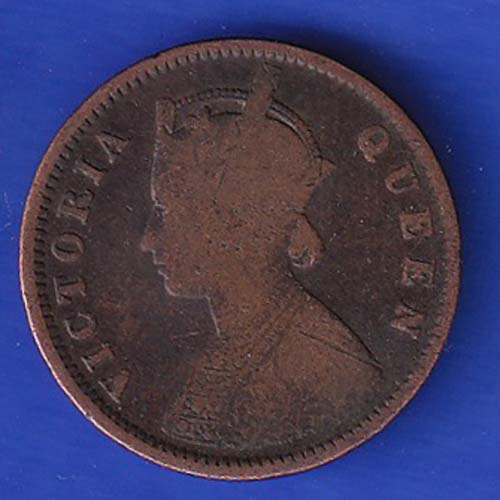 British india 1874 victoria queen one quarter anna copper coin –OO5431