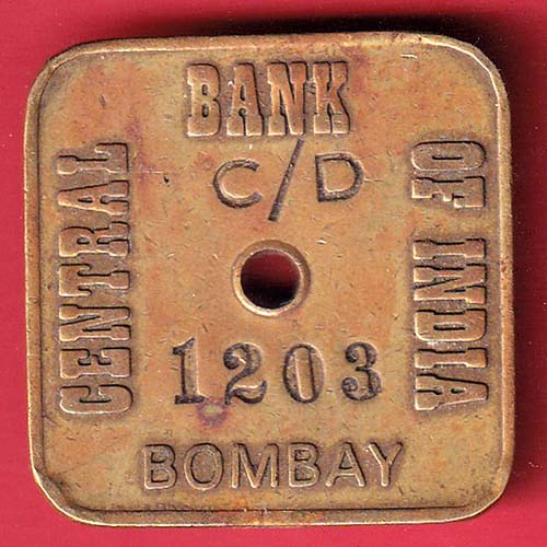 BANK TOKEN: CENTRAL BANK OF INDIA BOMBAY 1203  :- OO3137