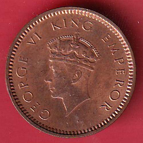 BRITISH INDIA 1940 1/2 PICE GEORGE VI COPPER COIN :- OO2947