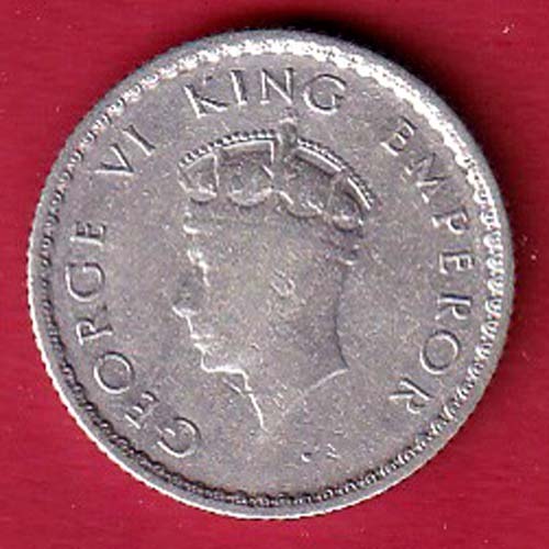 BRITISH INDIA 1939 GEORGE VI 1/4 RUPEE BEAUTIFUL SILVER COIN–@HUB6013