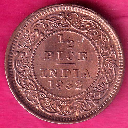 british india 1/2 pice 1932:- OO1548