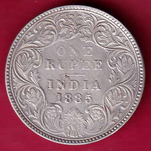 british india 1885 one rupee victoria empress one rupee silver coin :-S2657