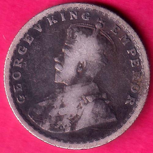 British India 1923 George V king Emperor HALF Rupee silver coin –@HUB5855