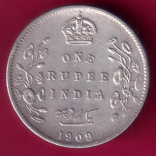 BRITISH INDIA 1909 EDWARD VII ONE RUPEE BEAUTIFUL SILVER COIN  :- OO1042