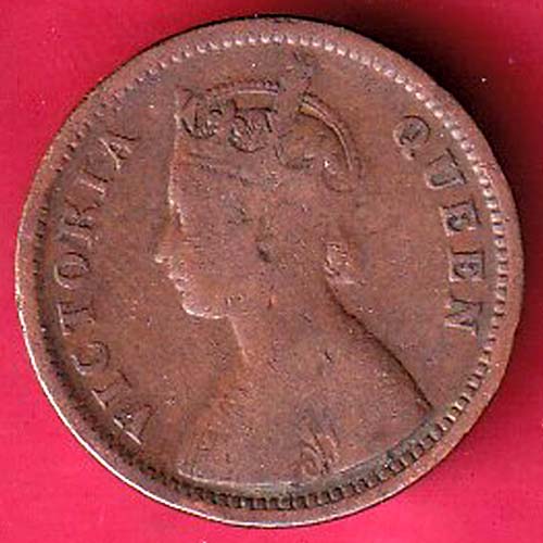 British india 1862 victoria queen 1/2 PICE copper coin – OO2661
