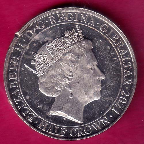 ELIZABETH II DEI-GRA REGINA. GIBRALTAR 2021 FIGHT THROUGH TO FINAL VICTORY HAIF CROWN:- OO1834