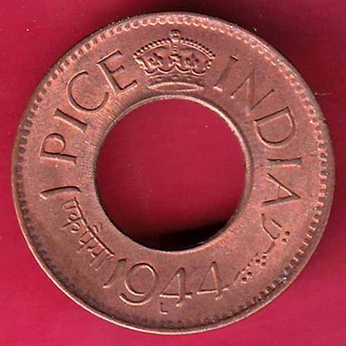 British india king george vi 1944 lahore mint one pice beautiful copper coin :-s2630
