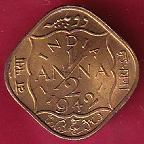 British india 1942 two annas george vi coin  – OO2496