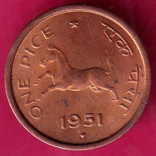 GOVERNMENT OF INDIA 1951 ONE PICE COPPER COIN  @hub5013