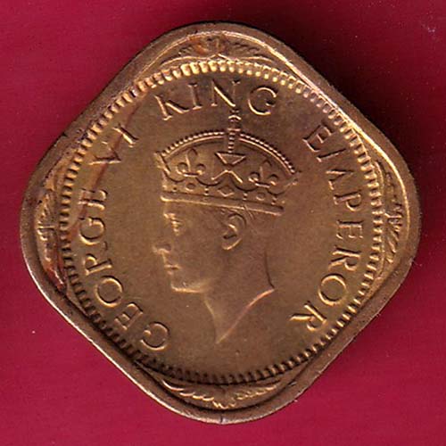 BRITISH INDIA 1942 GEORGE VI 1/2 ANNA COIN:- OO2336