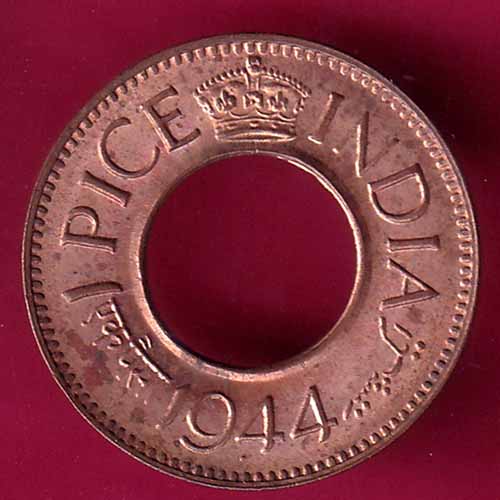 British india king george vi 1944 LAHORE MINT one pice copper coin – @HUB3816