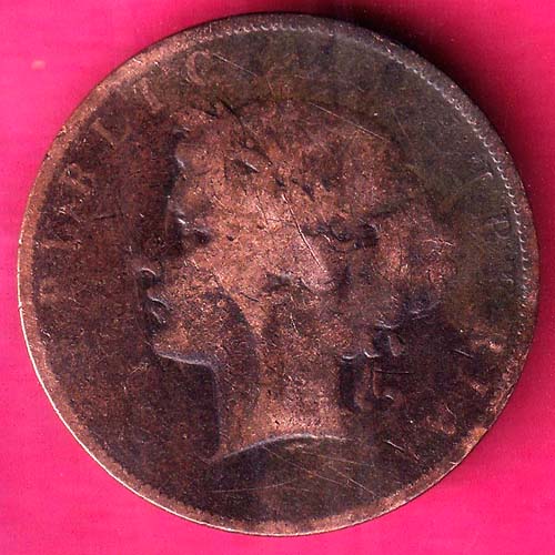 World Coin Liberia 2 Cents 1896 Victoria Queen–@HUB2666