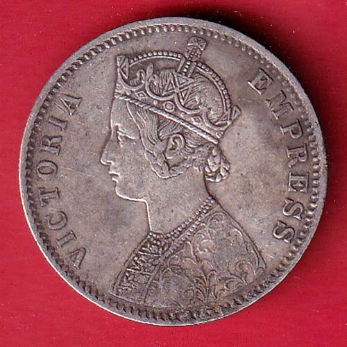 British india 1887 victoria empress one rupee silver coin –OO5777