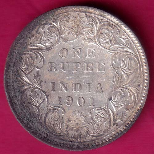 British india 1901 victoria empress one rupee scarce silver coin–@HUB3243