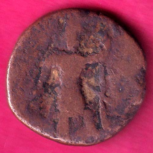 ANCIENT INDIA KUSHAN KING DYNASTY BEAUTIFUL SCARE COPPER COIN –@HUB2693