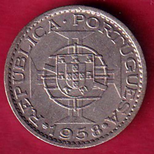 PORTUGUESE INDIA GOA 60 CENTAVOS 1958 COIN  :- hub 4630
