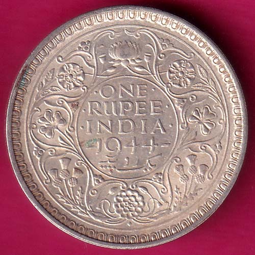 BRITISH INDIA 1944 BOMBAY MINT GEORGE VI ONE RUPEE BEAUTIFUL SILVER COIN:- OO747