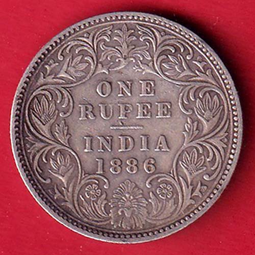 British india 1886 victoria empress one rupee silver coin–OO5776