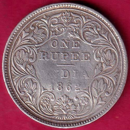 BRITISH INDIA 1862 VICTORIA QUEEN ONE RUPEE BEAUTIFUL SILVER COIN @HUB.48