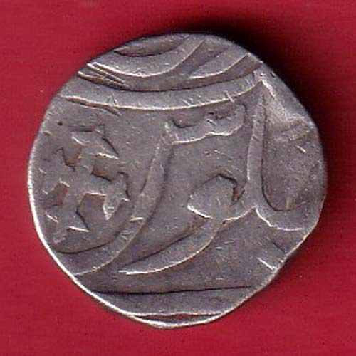 BROACH STATE CROSS MARK ONE RUPEE SILVER COIN:- OO4355