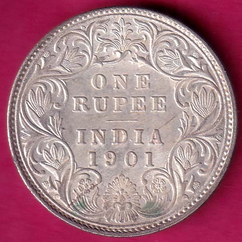 British india 1901 victoria empress one rupee scarce silver coin –@HUB3244