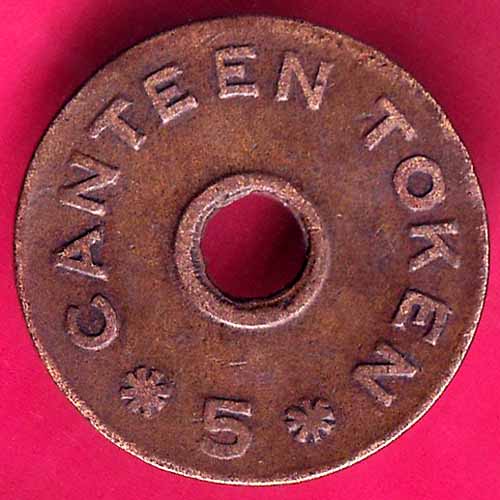 CANTEEN TOKEN :-K.C.M.E.CO.C.&S.SOCIETY –@HUB2619
