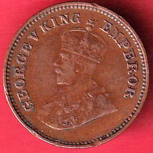 british india 1956 george v empress 1/2 pice copper coin:- oo3383