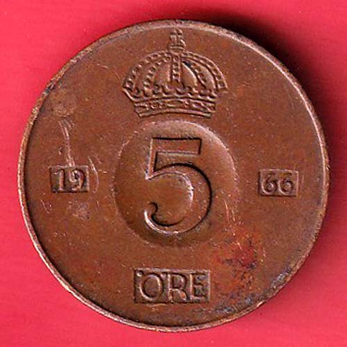 world:-gutaf vi adolf sveriges konung 5 ore  :- OO3896