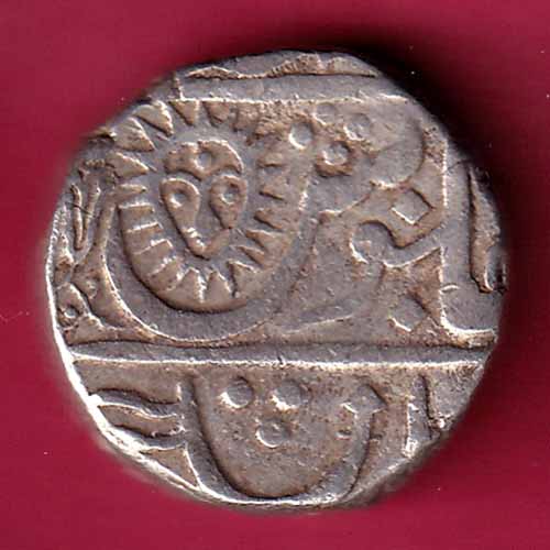 INDORE STATE  SUN FACE INO SHAH ALAM II MALHAR RAO ONE RUPEE SILVER  :- @HUB1363