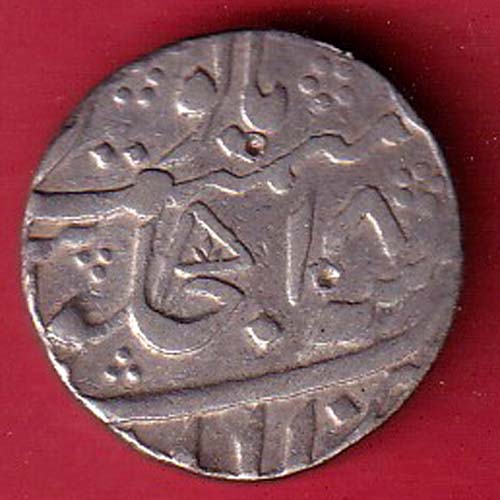 Awadh state ino shah alam  ” Flag Mark” Allahabad Mint asaf-ul-daula Ad 1775/ Ry 18 one rupee beautiful silver coin –OO5424