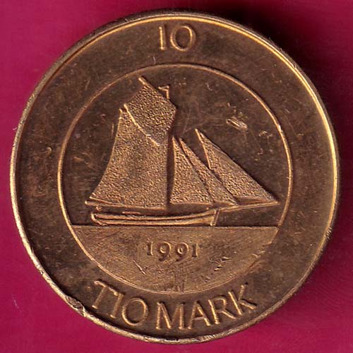 ALAND 1991 TIO MARK RARE COIN –@HUB5109