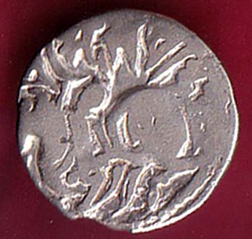 Hindushahia, kabul n gandhara silver drachma horseman n bull:- oo2125