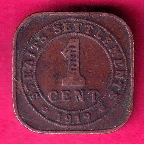 straits settlements 1919 one cent :- OO1545