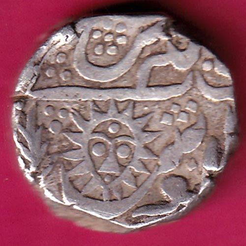 INDORE STATE SUN FACE INO SHAH ALAM II MALHAR RAO ONE RUPEE SILVER COIN @HUB.197