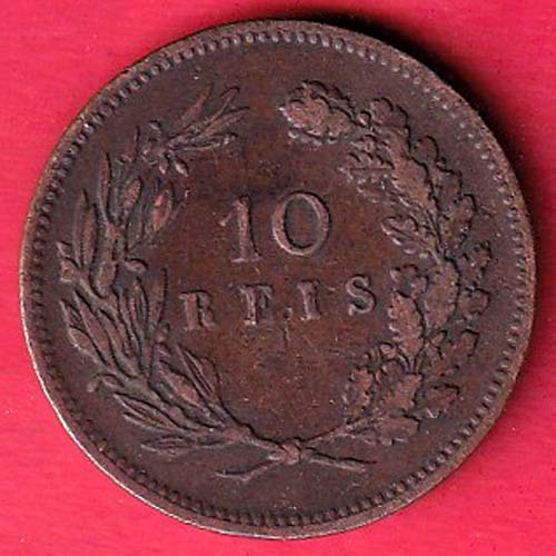 Portugal 10 Réis – Luíz I 1892 copper coin –OO5344