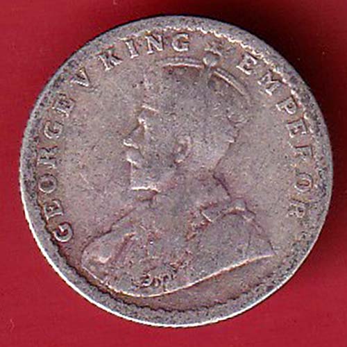 British India 1918 George v 1/4 Rupee silver coin :- OO3117