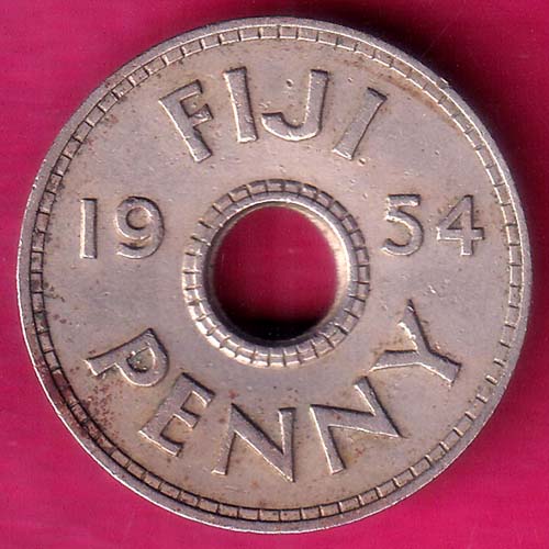 world coin 1954 fiji penny :- OO1529