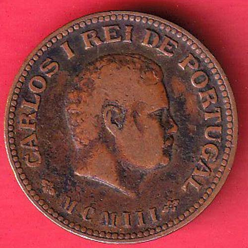 Portuguese india ¼ Tanga - Charles I Lisboa mint:- oo4361