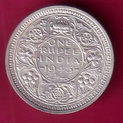 British India 1945 Bombay Mint George Vi One Rupee  –@HUB2468