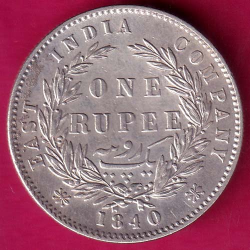 EAST INDIA COMPANY 1840 DIVIDED LEGEND VICTORIA QUEEN ONE RUPEE SILVER COIN :-@hub4711