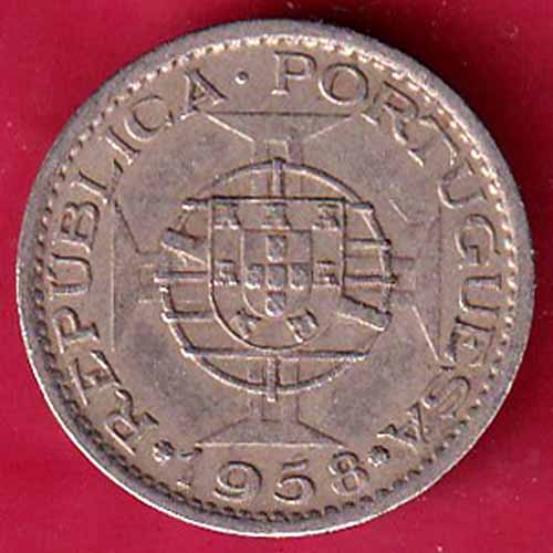 PORTUGUESE INDIA GOA 1 ESCUDO 1958 RARE COIN –VA372