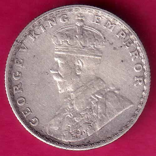 BRITISH INDIA 1924 BOMBAY MINT GEORGE V HALF RUPEE–@HUB3840