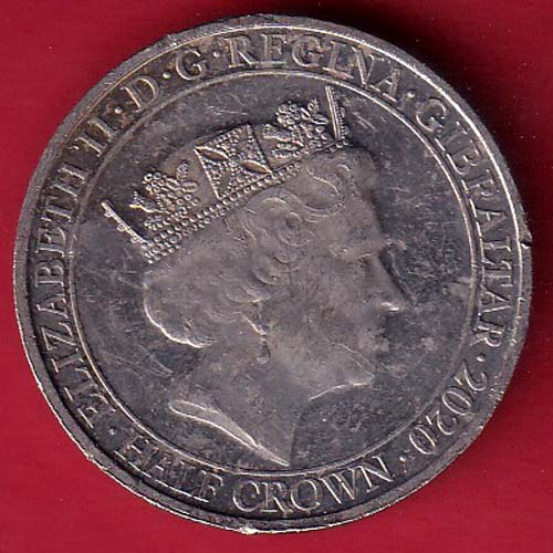 The Right Ti Live In PeaceElizabeth ii d.g. Regina Gibraltar 2021 ” Half Crown– oo5317