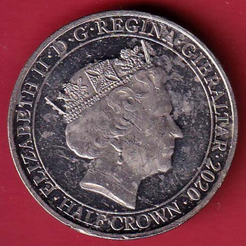 ELIZABETH II DEI-GRA REGINA. GIBRALTAR 2020 HALF CROWN NEWER WAS SO MUCH OWED BY SOMANYTO SO FEW  –oo4110