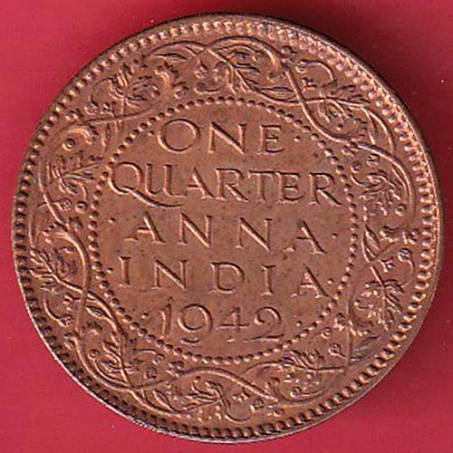 BRITISH INDIA 1940 1/2 PICE GEORGE VI COPPER COIN :- OO3147