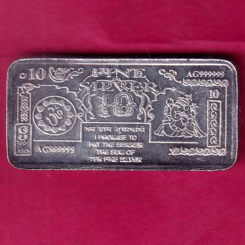 silver bar: Weight – 9.61 gm: 10 gms 