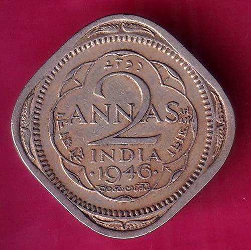 british india 1946 george vi two annas coin   –@HUB2882