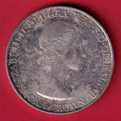 WORLD COIN ELIZABETH II DEI-GRA REGINA. GIBRALTAR ONE CROWN NOVEM@HUB6002