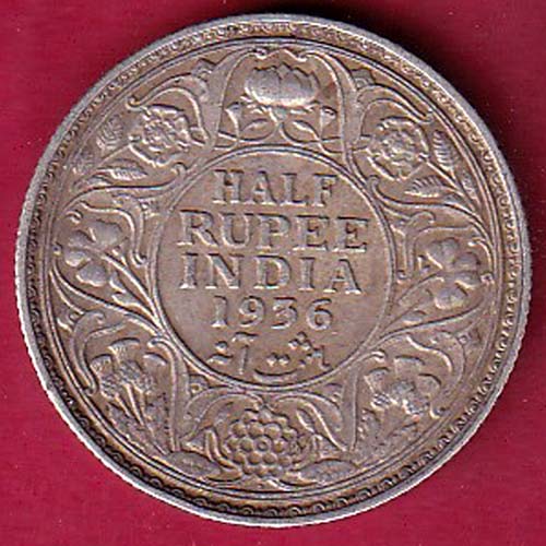 British India 1936 Bombay Mint George VI One Rupee Silver Coin:-OO2316