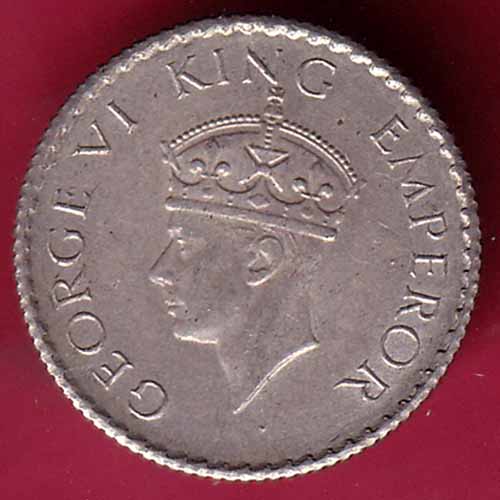British India 1940 george VI 1/4 Rupee Silver Coin :- S1249